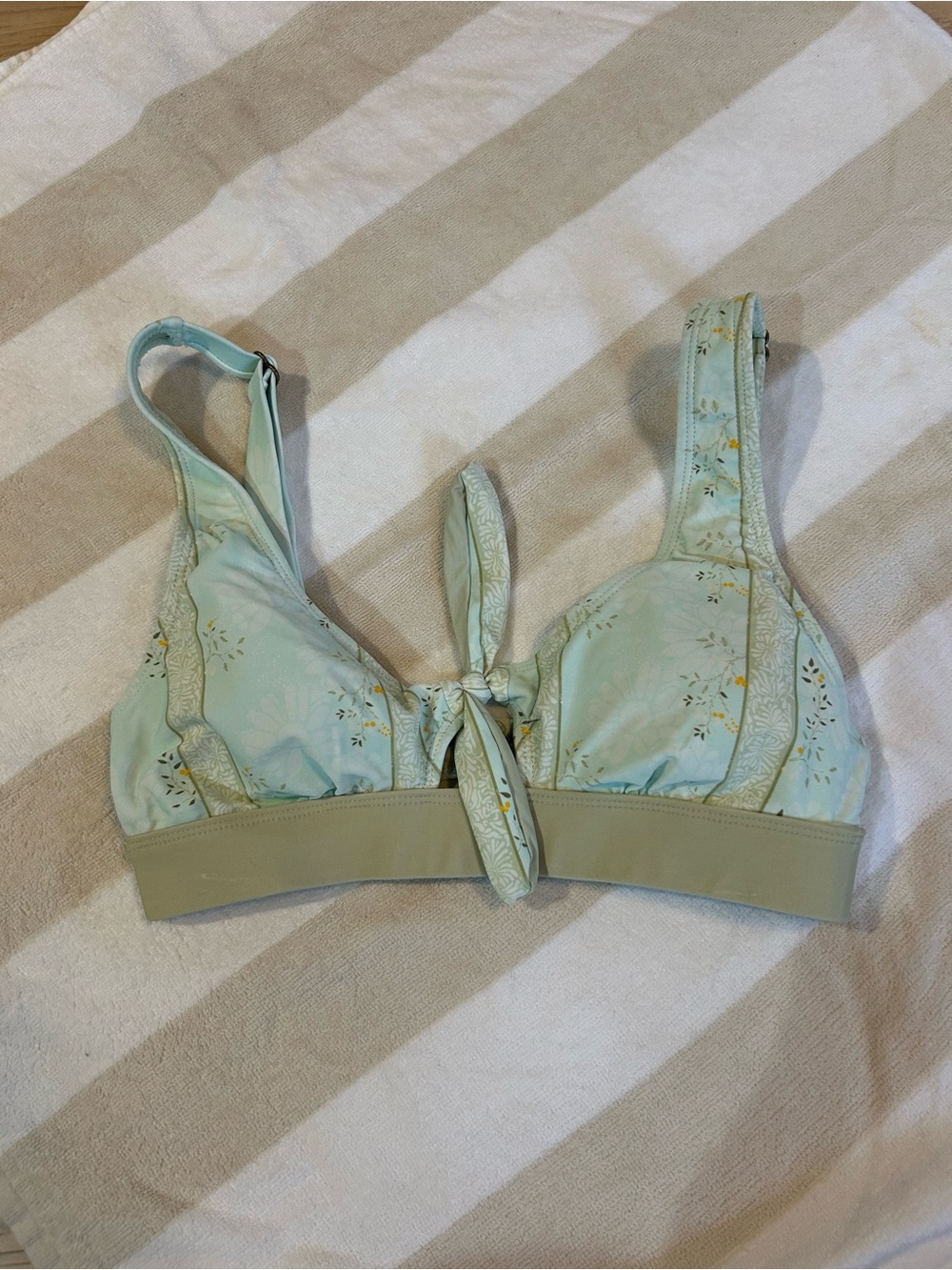 Mint Floral Tie-Front Bikini Top
